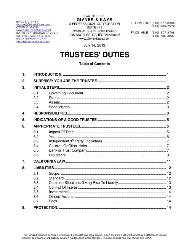 form 01 example for a trustee