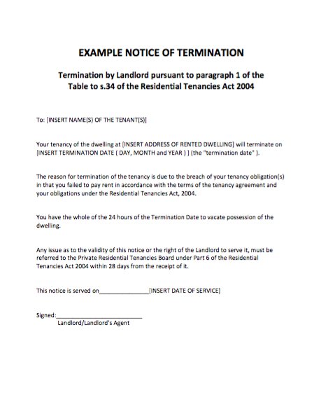 example of a rta breach notice