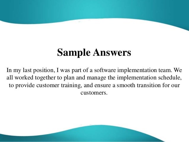 example of teamwork interview answer