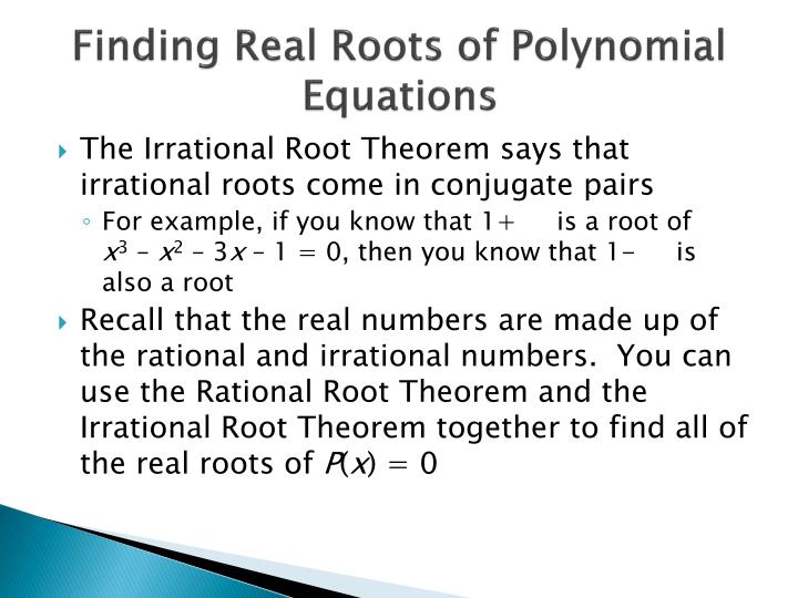 example of one real root