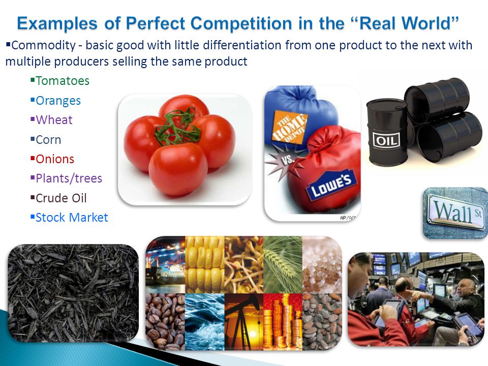 Give 5 Examples Of Perfect Competition