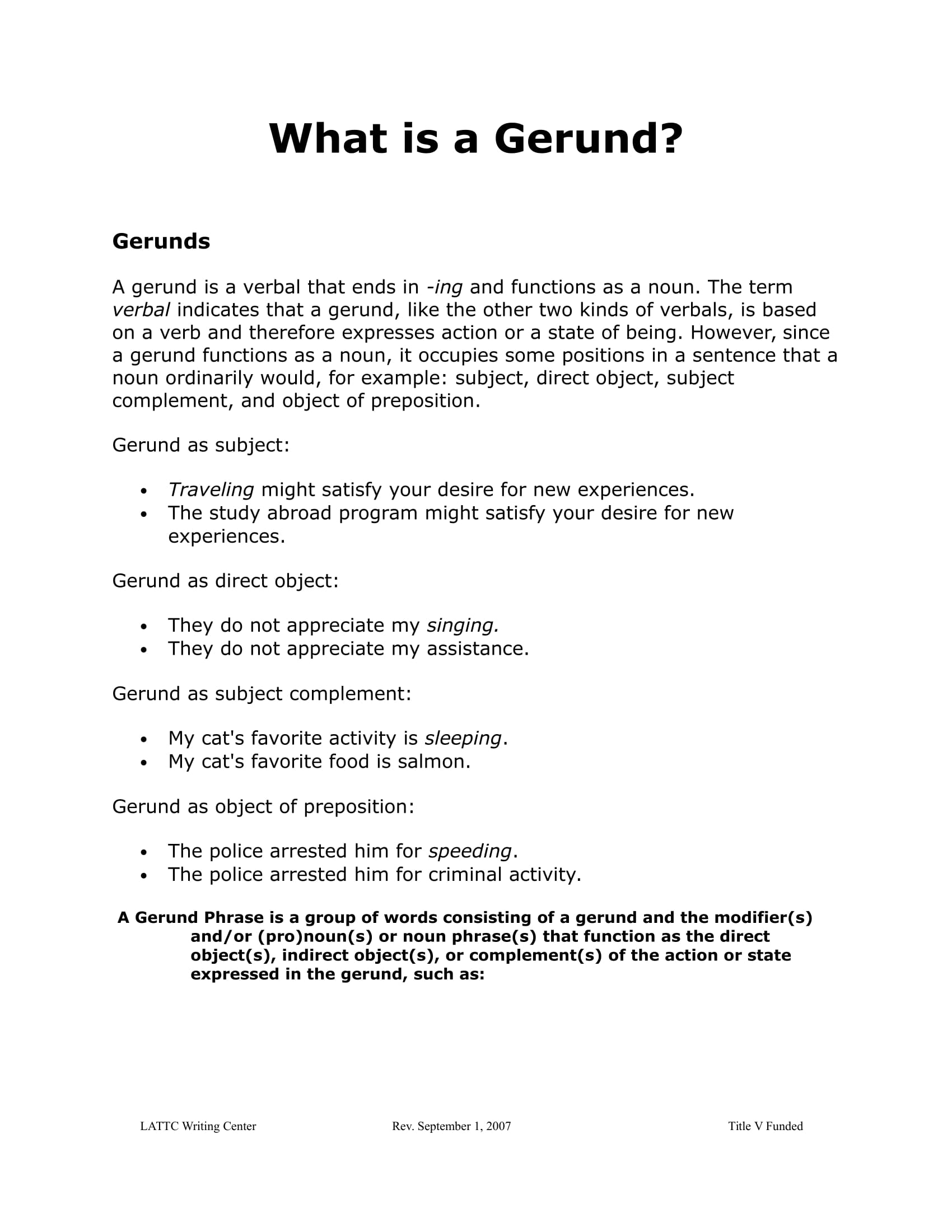 an example of a gerund