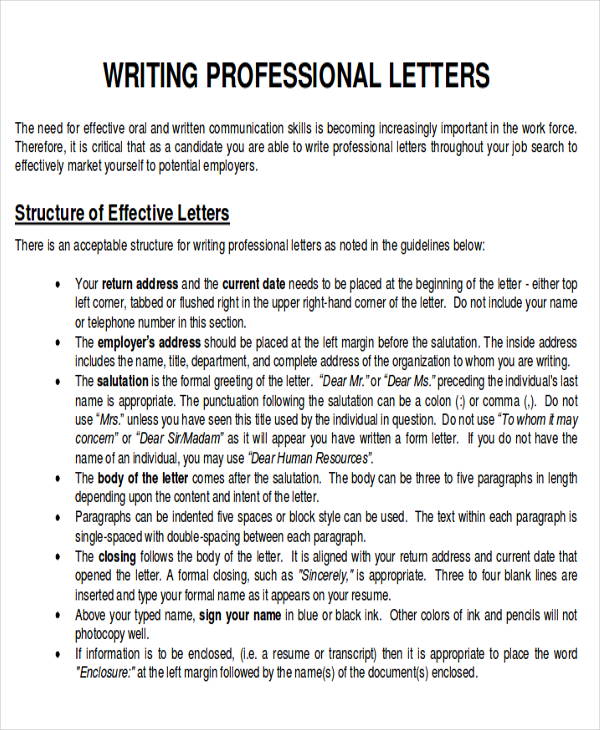 layout of business letter with an example