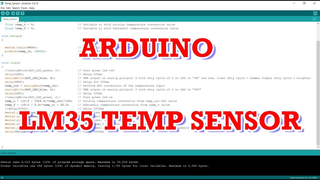 arduino temperature sensor code example