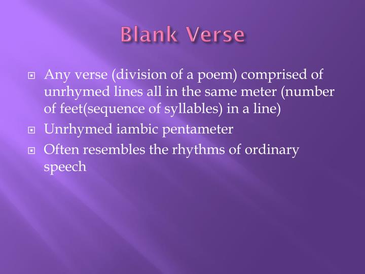 what is blank verse example