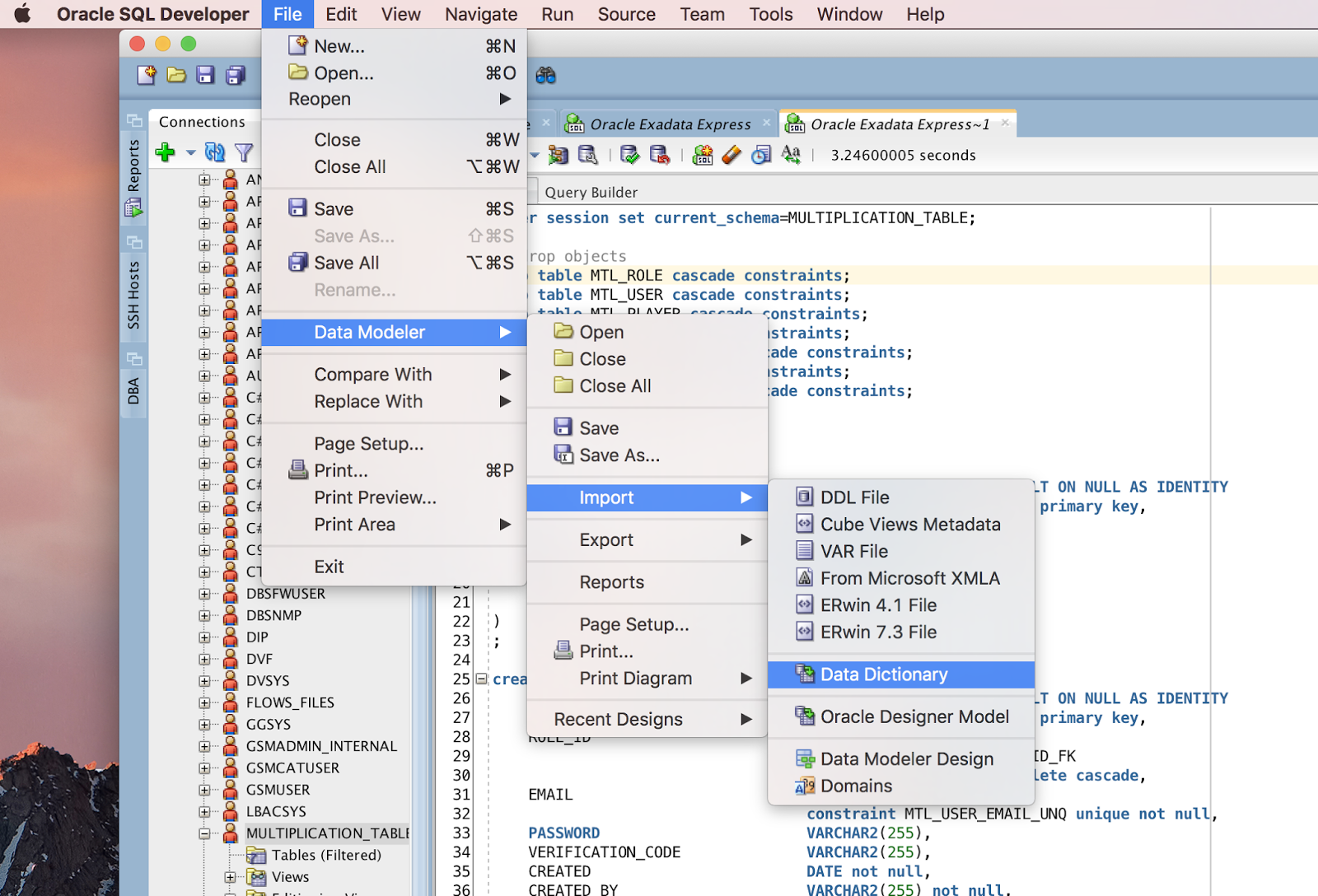 data dictionary in oracle example