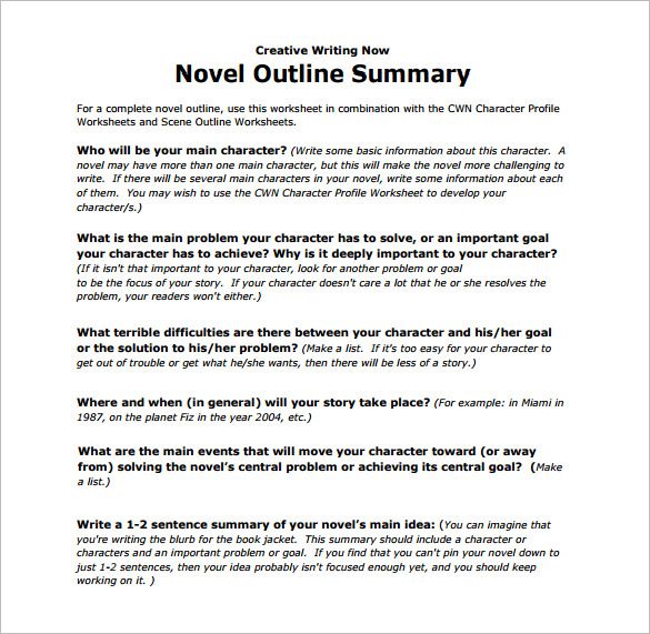 example of novel story summary