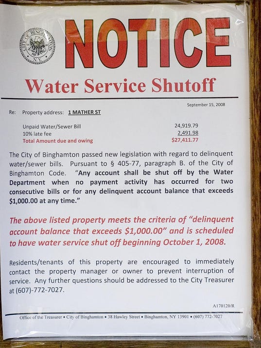 water shut off notice example