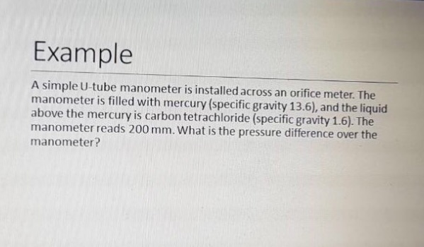 u tube manometer example problems
