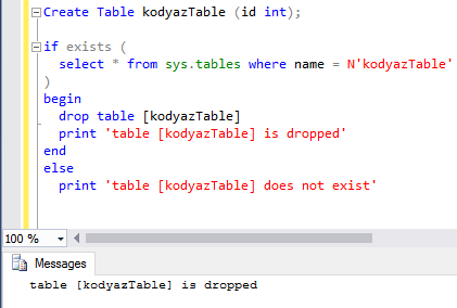 sql server create table if not exists example