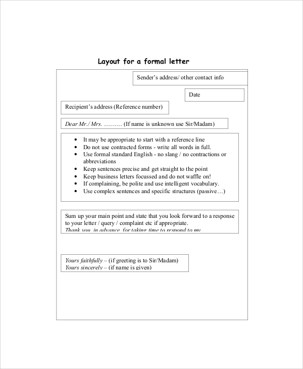 layout of business letter with an example