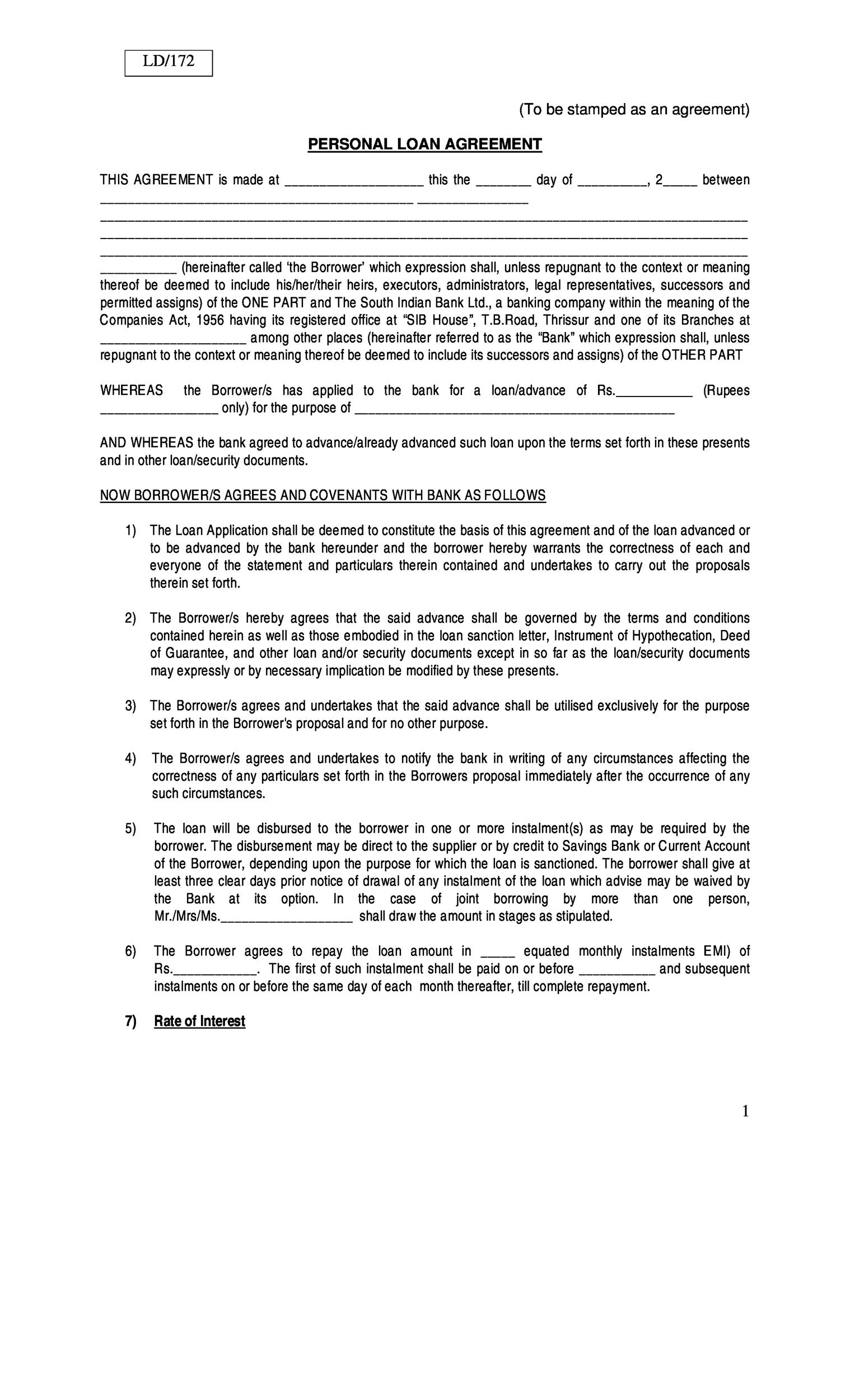example of agreement letter for loan