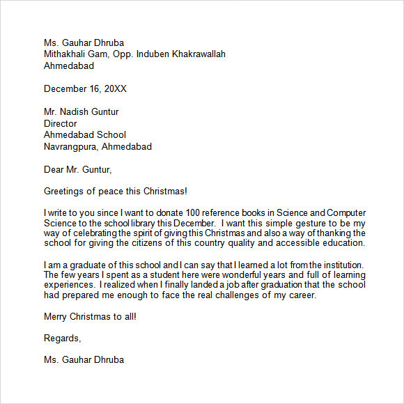 example of christmas letter to sponsor