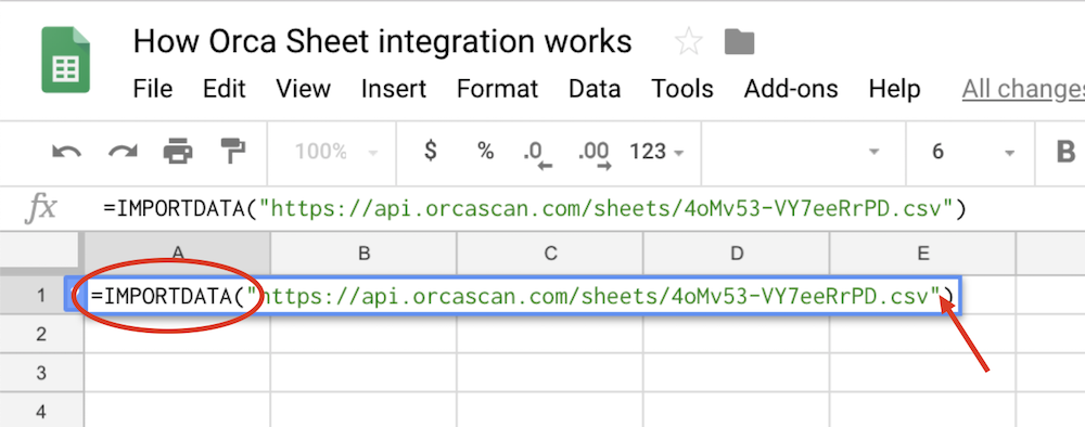 example of google sheets json
