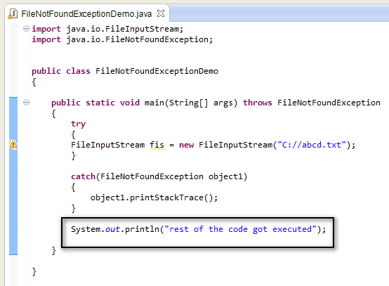 try and catch java example